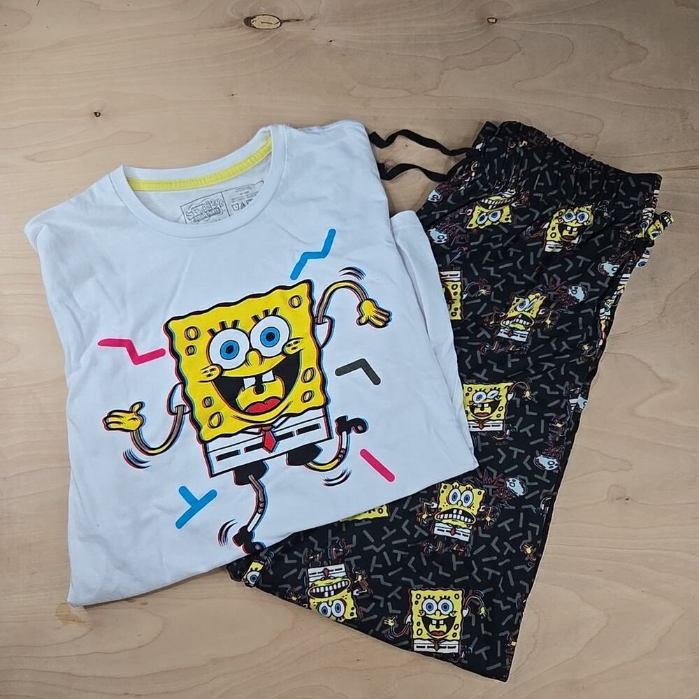 Nickelodeon Spongebob SquarePants Pajama Set T-shirt Lounge Pants Women's Size M
